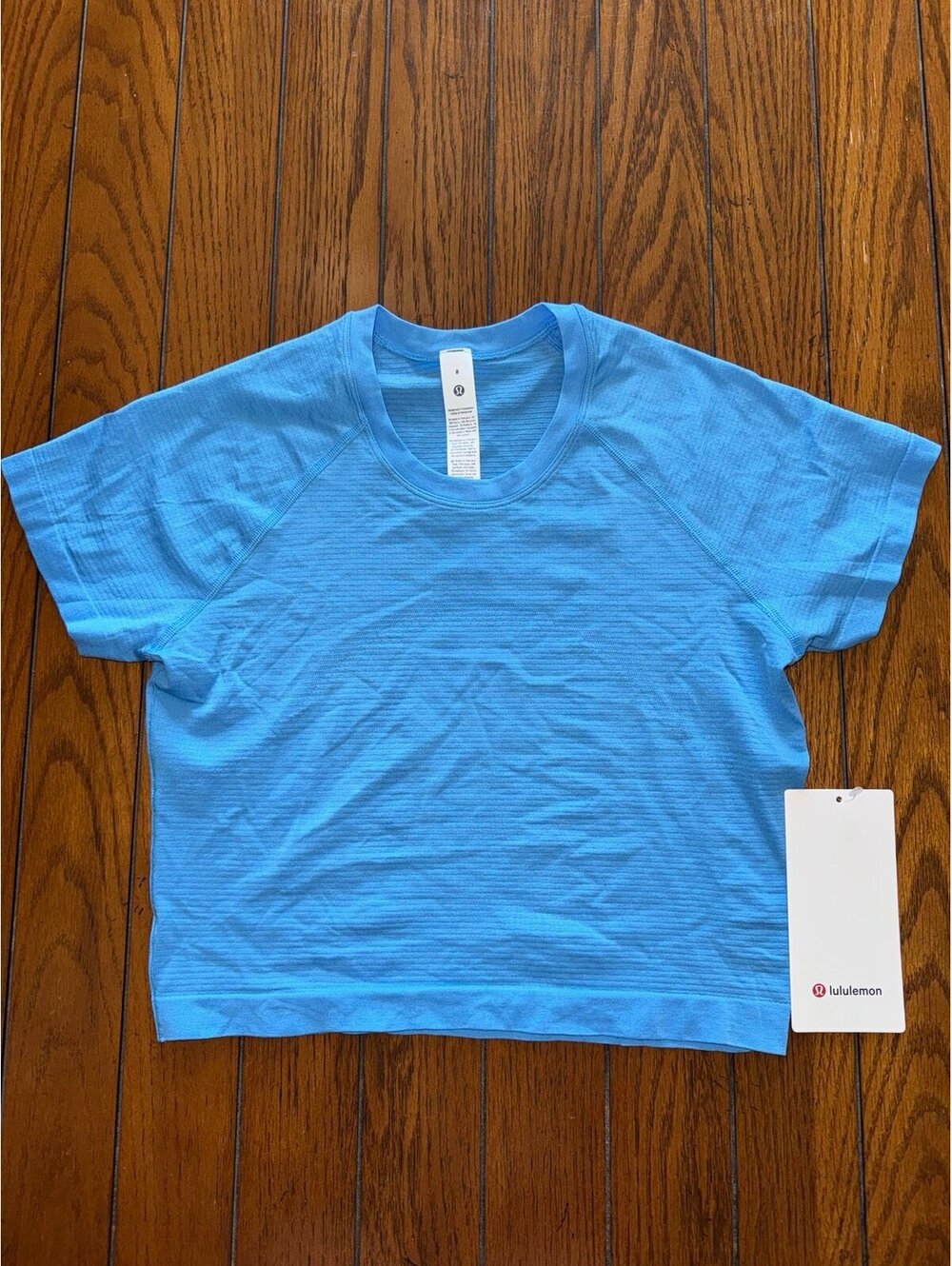 Lululemon Swiftly Tech Cropped Short Sleeve 2.0 Ocean Wave Size 8 NWT